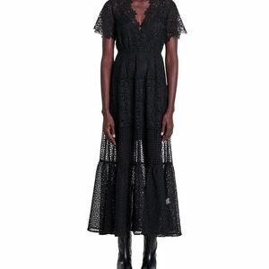 Maje Black Lace Maxi Dress